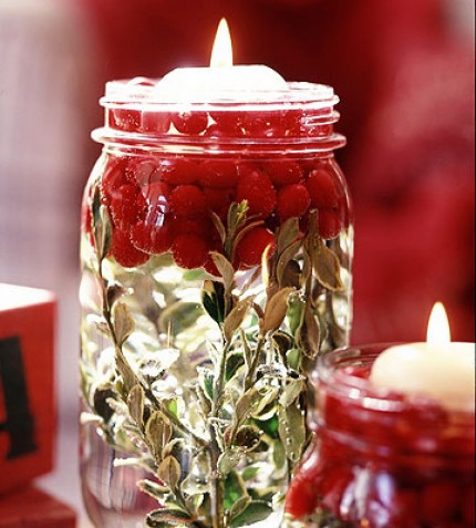 Christmas Berry Candle Jars