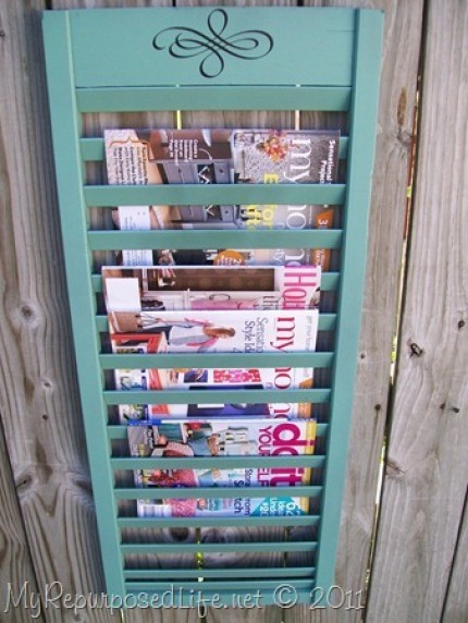 Repurposed Shutter Magazine Rack