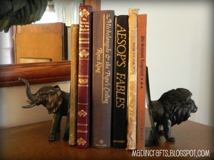 Faux Bronze Animal Head Bookends