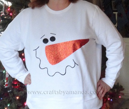 Iron On Glitter Snowman Shirt