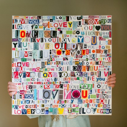 I Love You Collage on Canvas