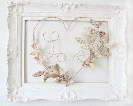 Book Page Framed Love Wreath