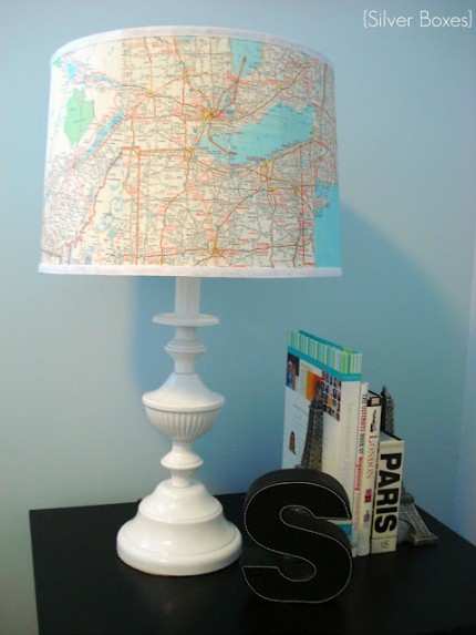 Map covered lampshade