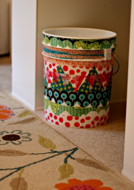 Decoupage Fabric Trash Can