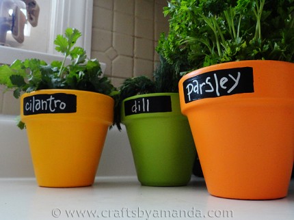 Faux Chalkboard Herb Pots