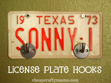 License Plate Coat Hooks