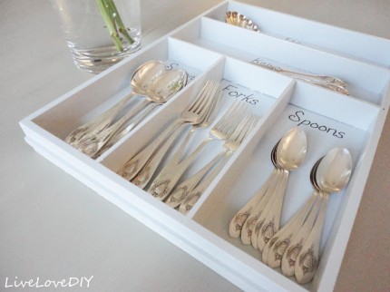 French Blue Painted Silverware Organizer