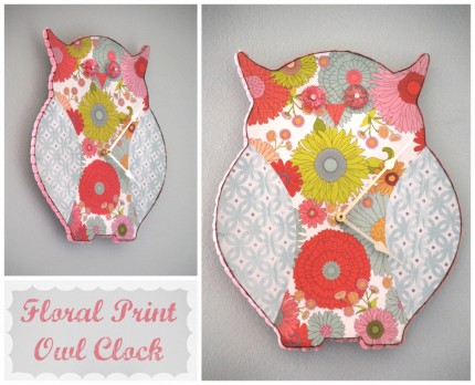 Floral Print Owl Clock