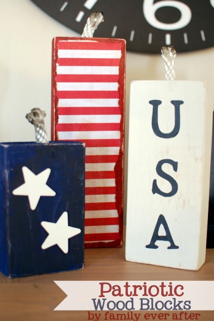 Patriotic USA Wood Block Decorations