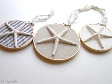 Starfish in Embroidery Hoops