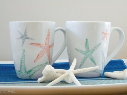 Beachy Starfish Coffee Mugs as seen on HomeandGarden.CraftGossip.com