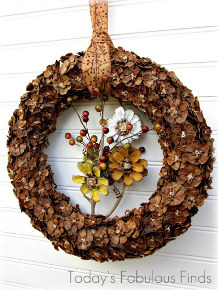 Pine Cone Flower Wreath