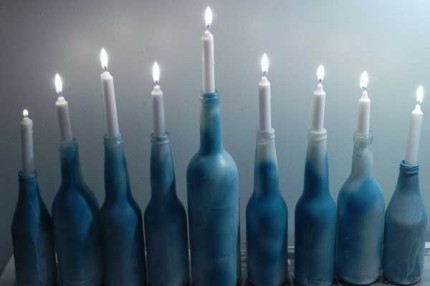 Glass Bottle Menorah