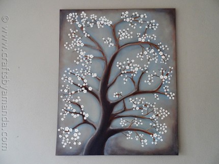 DIY Painting: White Cherry Blossom Tree from CraftsbyAmanda.com