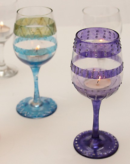 Wine Glass Tea Light Holders for Hanukkah