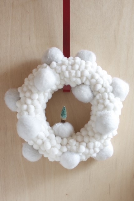 Pretty White Pom Pom Wreath