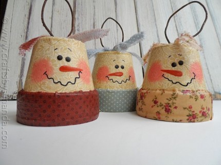 Antique Clay Pot Snowman Ornaments