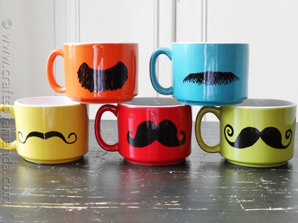 DIY Mustache Mugs