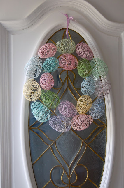 String Egg Easter Wreath