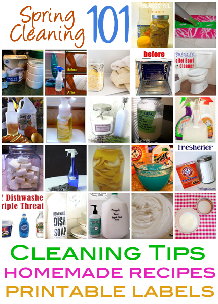 Spring Cleaning 101: Cleaning Tips, Homemade Recipes and Free Printable Labels @craftgossip