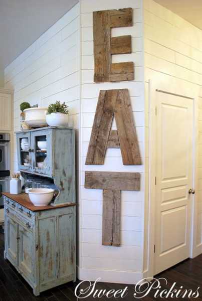 Giant EAT Letters from Reclaimed Wood